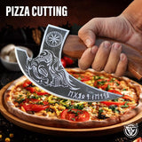 Multipurpose Viking Pizza Axe with Sheath Viking Butcher Axe Viking Pizza Cutter