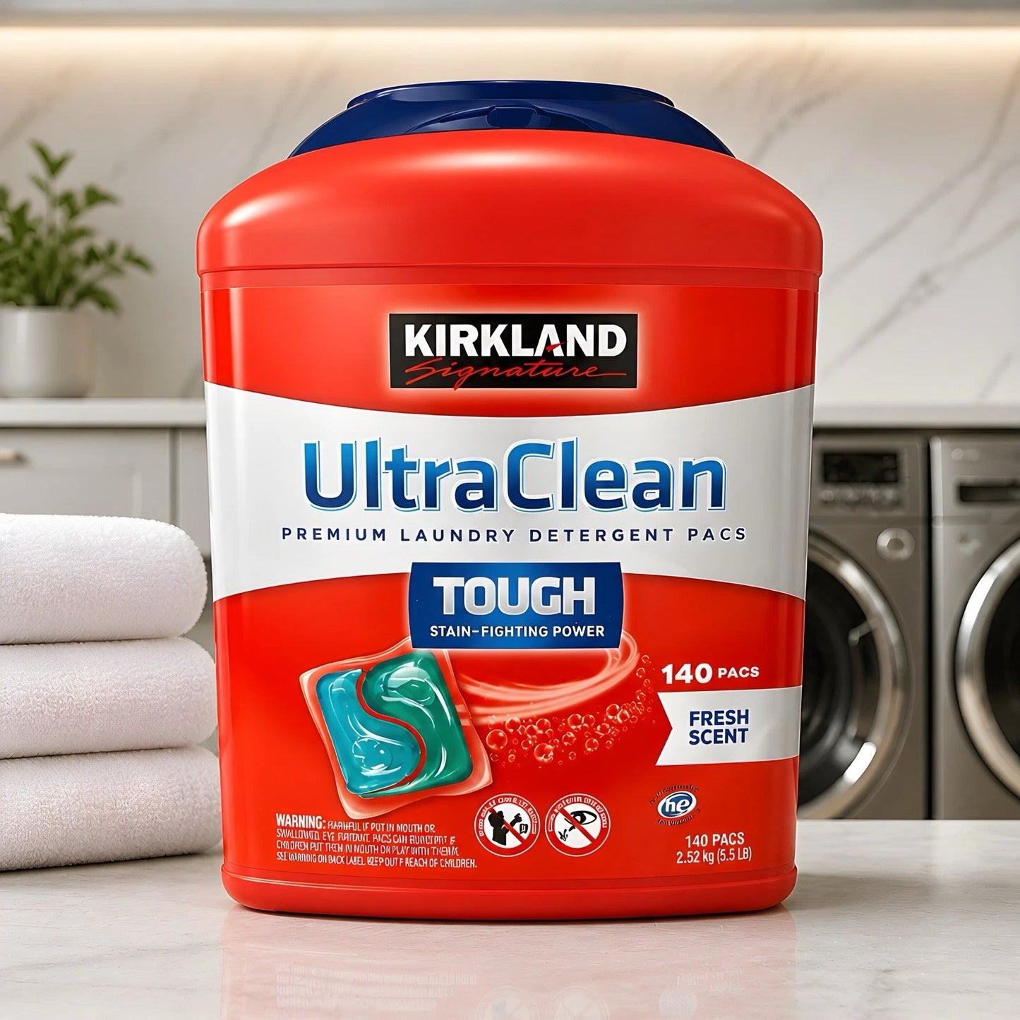 Kirkland Signature Ultra Clean Premium Laundry Detergent Pacs 140 CT 2.52KG