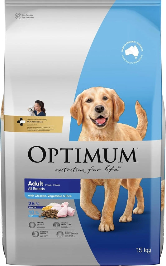Optimum Adult Chicken with Vegetables and Rice Dry Dog Food 15 kg