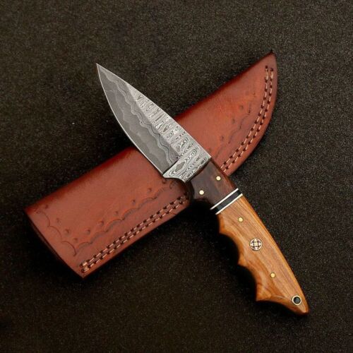 Beautiful Designed Fixed Blade Damascus Steel Hunting Knife Full Tang Gift item.