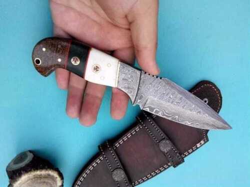 Handmade Damascus Steel Skinner knife For Hunting Camping & Outdoor.