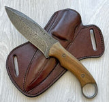 Beautiful Hunting pocket knife rosewood handle - 150 layers damask steel knife.