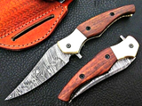Handmade Damascus Steel Folding Knife Pocket Knife For Hunting Camping & Outdoor.