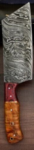 Cleaver Chef Knife Damascus Steel Custom Handmade With Free Engraving.