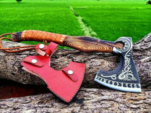 Axe Custom Gift Hand Forged Carbon Steel VIKING AXE with Ash Wood Shaft, gift Item