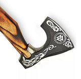 Viking Axe Real Tomahawk Valhalla Valknut Wooden Axe with Leather Sheath
