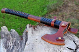 Carbon Steel Handmade Viking Axe With Leather Sheath Camping Axe Perfect Gift.