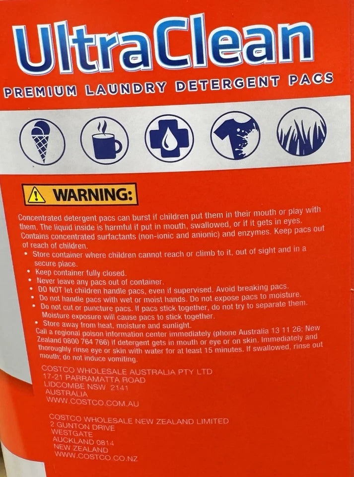 Kirkland Signature Ultra Clean Premium Laundry Detergent Pacs 140 CT 2.52KG