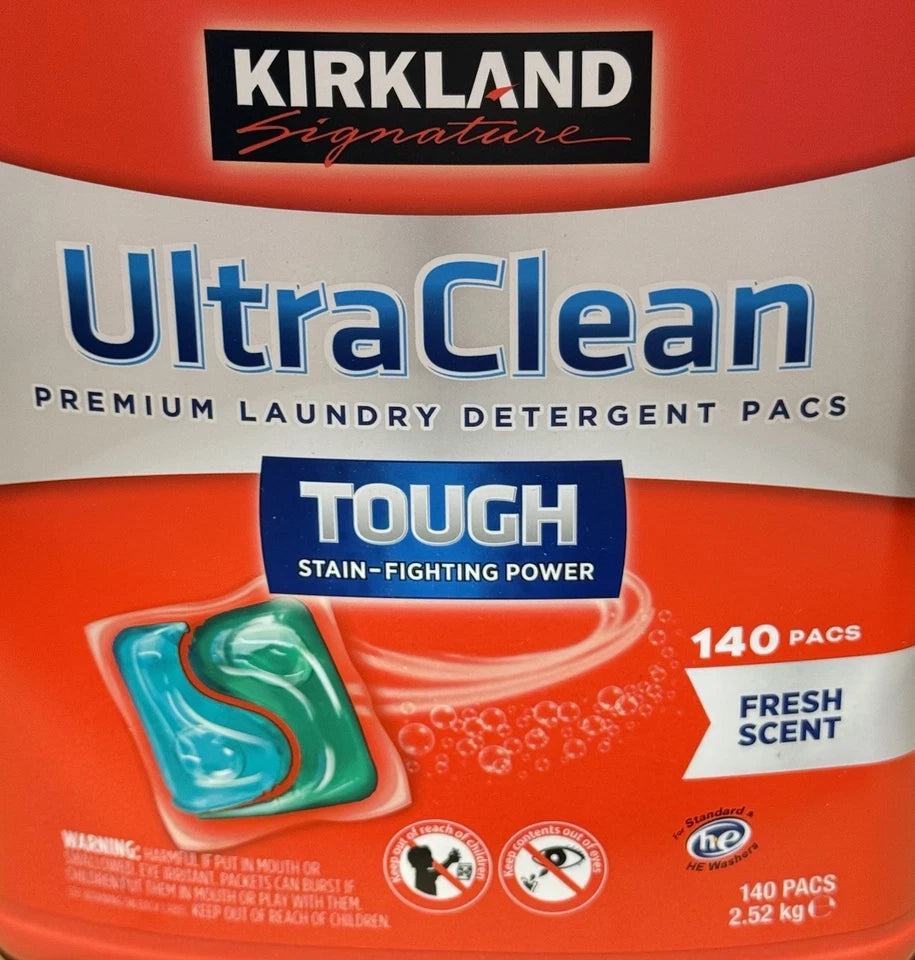 Kirkland Signature Ultra Clean Premium Laundry Detergent Pacs 140 CT 2.52KG