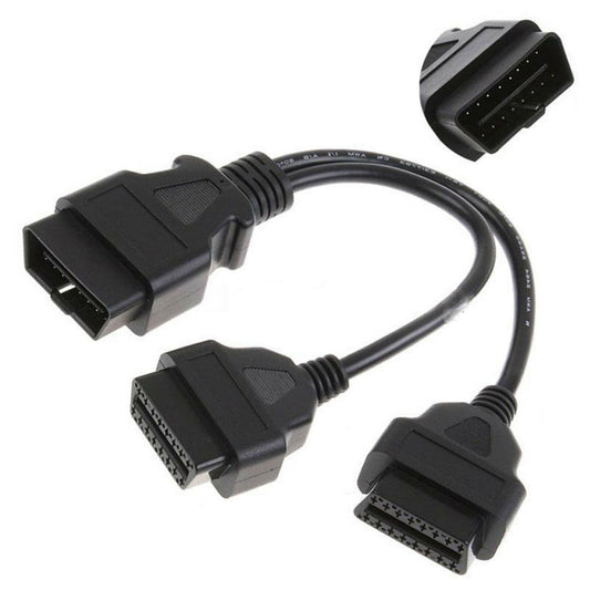 16 pin OBD OBDII Splitter Extension Cable Male to Dual Female Y Cable