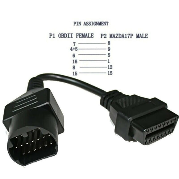 New OBD2 Diagnostic Cable 17 Pin To 16 Pin OBDII Adapter Connector For Mazda
