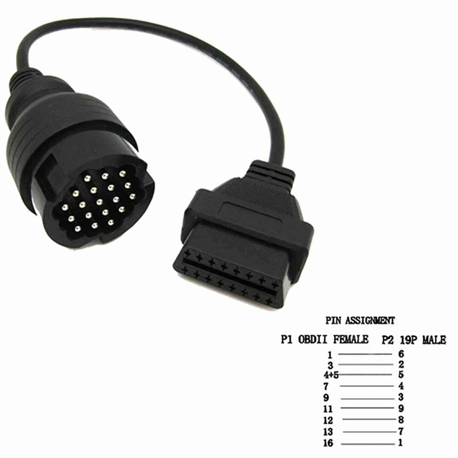 19 Pin To 16 Pin OBD2 OBDII Diagnostic Cable Adapter For Porsche