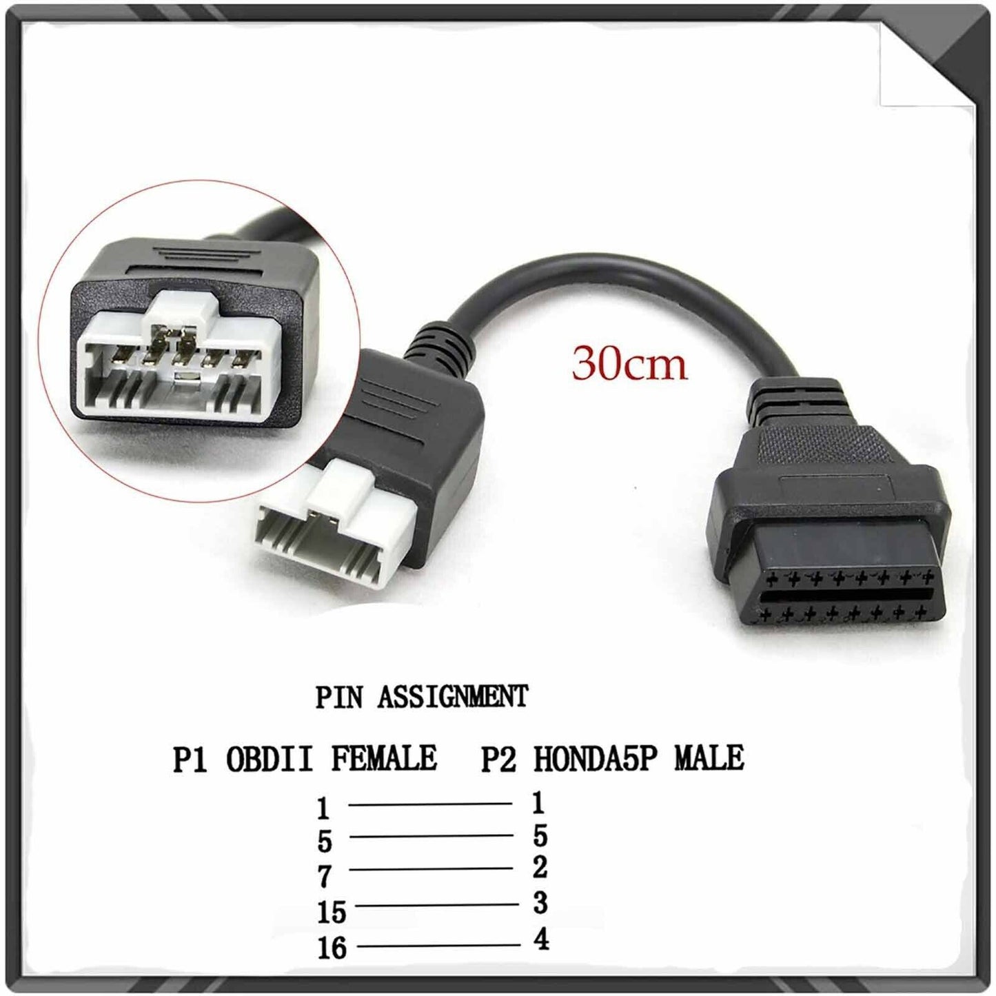 New 5Pin to 16Pin OBD2 Tool Auto Diagnostic Adapter Converter Cable for Honda