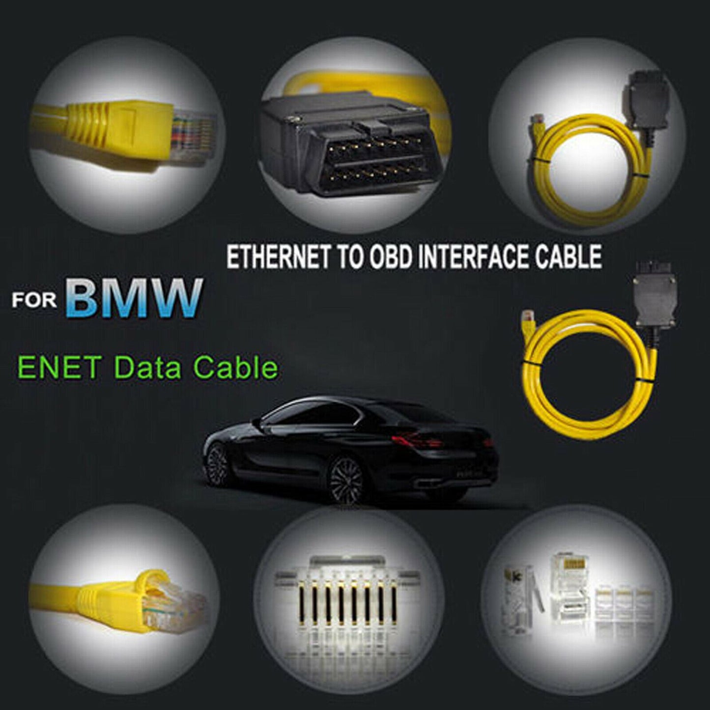 OBD2 ENET Ethernet Cable RJ-45 F-Series ESYS Coding Programming Diagnostics