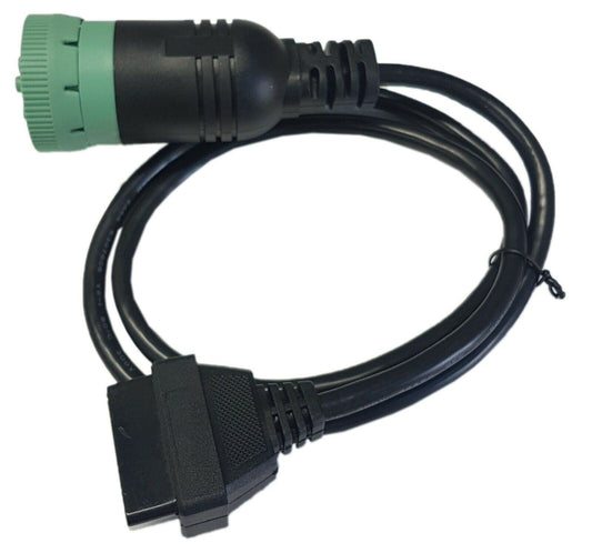 New 9 Pin To 16 Pin Obd 2 Green Adapter Diagnostic Cable For Heavy Diesel Truck