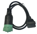 New 9 Pin To 16 Pin Obd 2 Green Adapter Diagnostic Cable For Heavy Diesel Truck