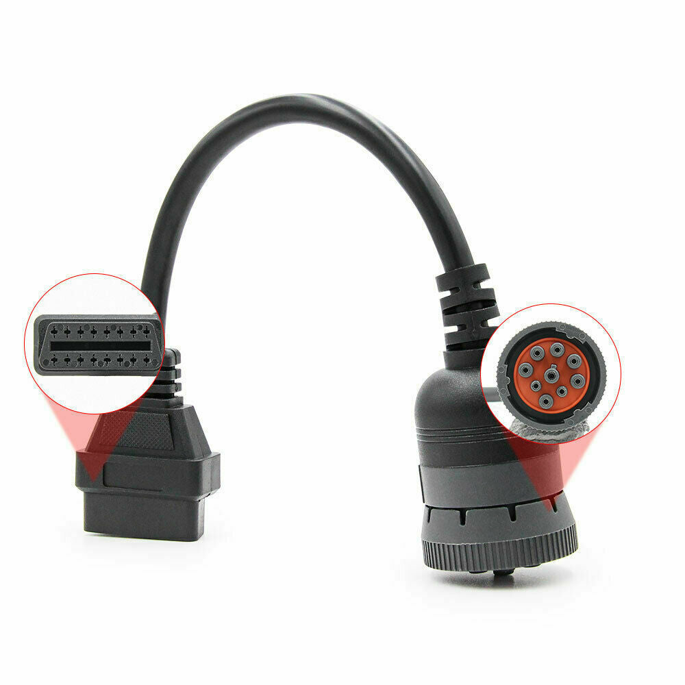 9Pin to 16Pin OBD2 Truck Diagnostic Cable Adapter for Cummins Diesel Engine
