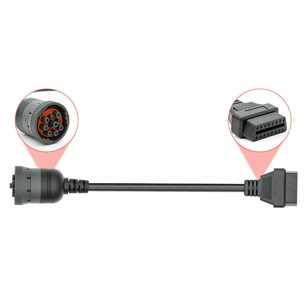 9Pin to 16Pin OBD2 Truck Diagnostic Cable Adapter for Cummins Diesel Engine