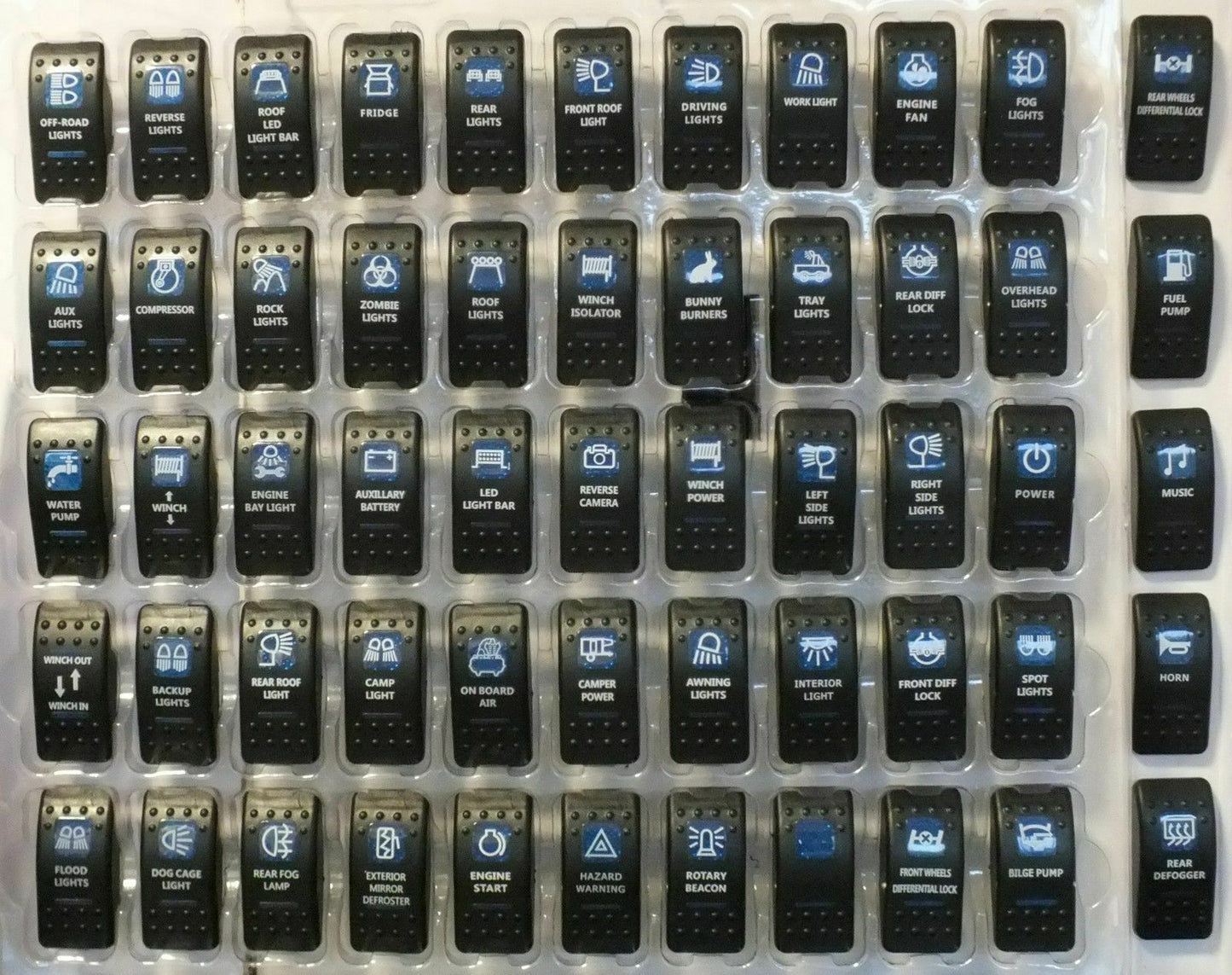 5Pin 12V 24V 10A Car Boat ARB Carling Rocker Toggle Switch Blue LED Light On OFF